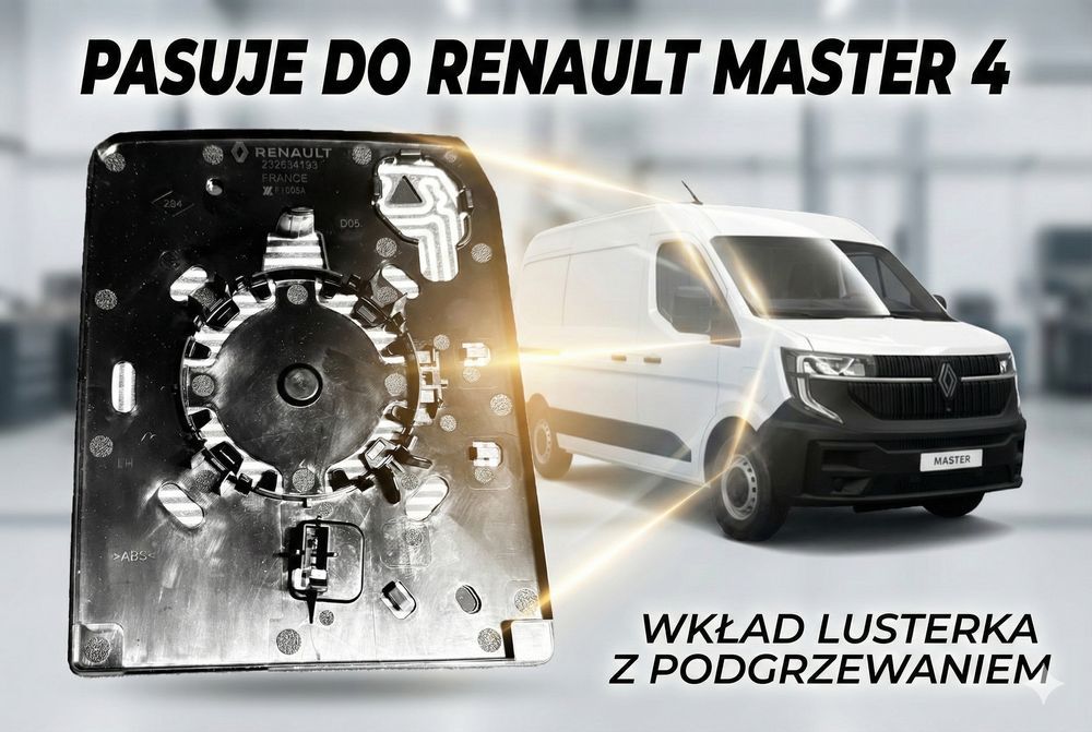 Szkło wkład szybka lusterka lewe Renault Master IV od 2024 963665572R wkład z uchwytem