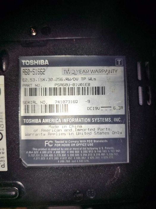 Toshiba Satellite A60-S1662 + Сумка