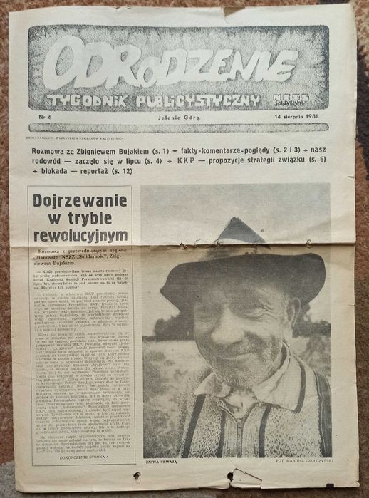 Odrodzenie Tygodnik NSZZ Solidarność - Jelenie Góra 1981 rok
