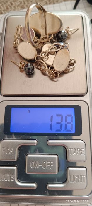 Zestaw srebrnej biżuterii z hematytami srebro 925