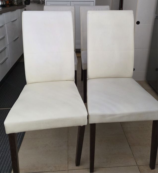 Cadeiras de Mesa em pele sintética creme
