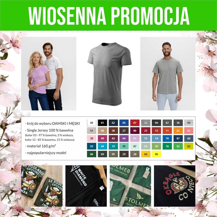 5 sztuk | Koszulki FIRMOWE ROBOCZE T-SHIRT z nadrukiem logo reklamowym