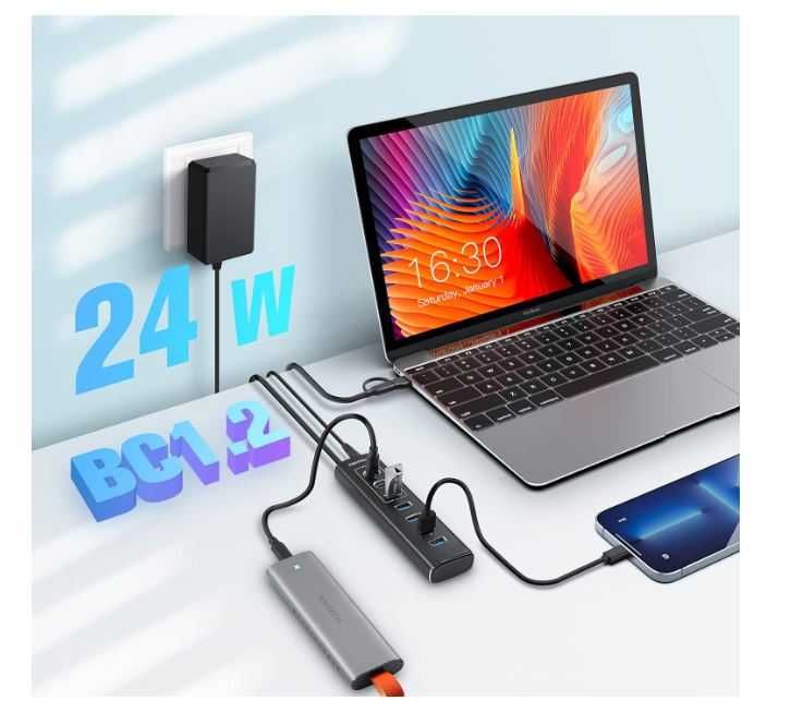 Hub USB 7 portów z wyłącznikiem każdego portu RSHTECH