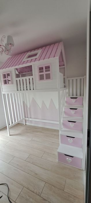 Łóżeczko łóżko drewniane pietrowe z antresolą dla dzieci RATY