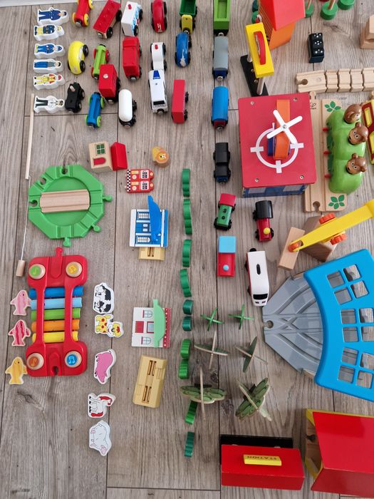 Drewniana kolejka 184 elementy drewniane tory