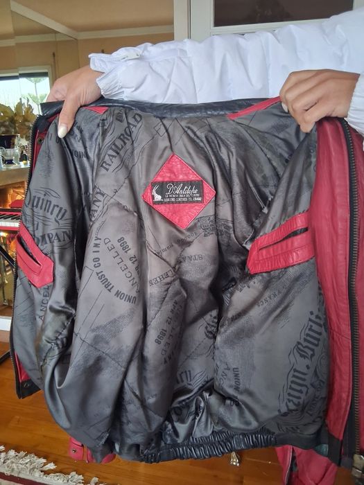 Blusão motard em pele genuina