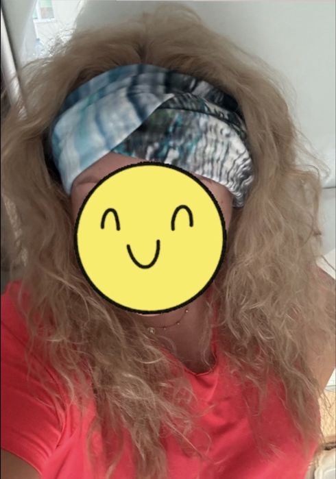 Granatowo-turkusowo-biało-niebieska opaska na głowę