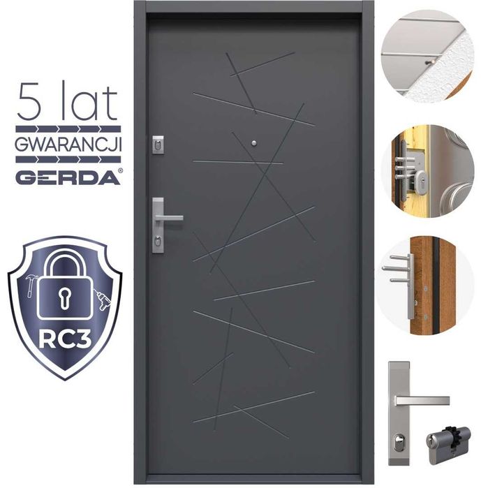 Drzwi wejściowe Gerda RC3 stalowe/promocja za 1zł. do wyboru !