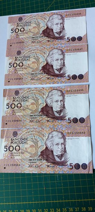 Vendo 4 notas de 500$ Mouzinho da Silveira de 1994