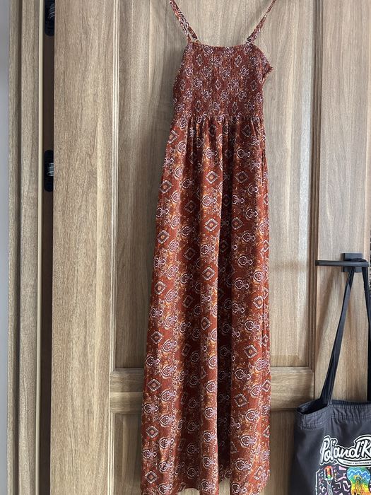 Sukienka letnia boho wzory bordowa S/M