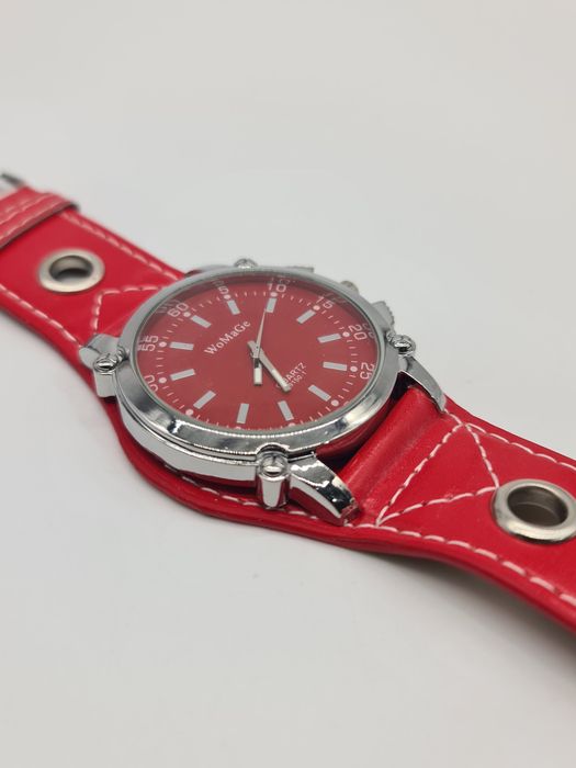 Relógio vermelho Womage - novo