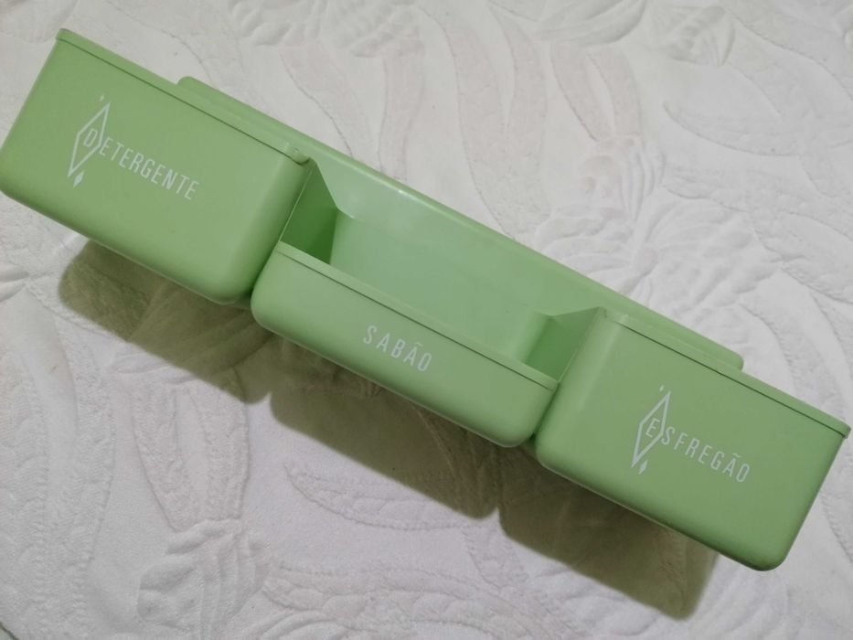 Suporte vintage para colocação detergente/sabão/esfregão no lava ioiça