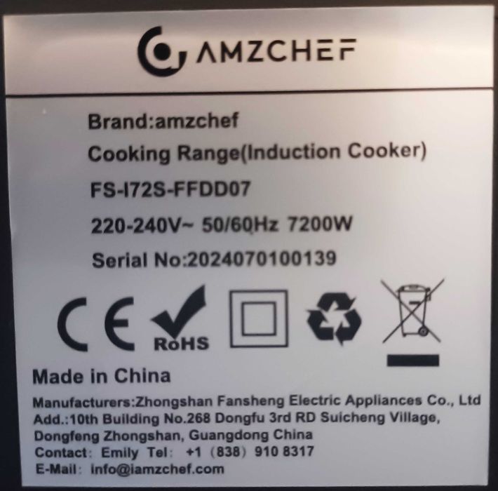 Płyta Indukcyjna do Zabudowy AMZCHEF FS-I72S-FFDD07 Funkcja Boost/408b