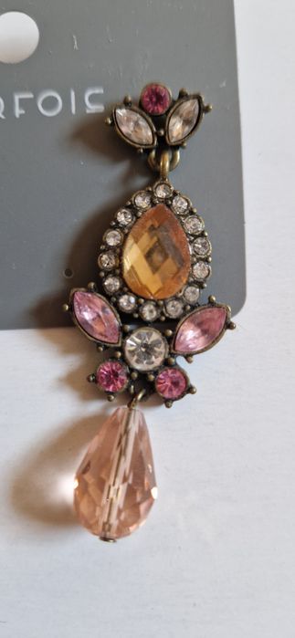 Kolczyki PARFOIS różowo pomarańczowe kamienie