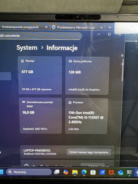 Laptop ASUS ZenBook 13 cali UX325E 16RAM, i5 ekran OLED