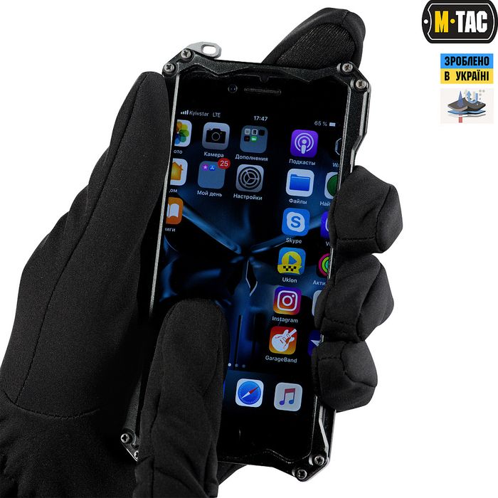 Демісезонні рукавички M-Tac Soft Shell чорні, Touch Screen