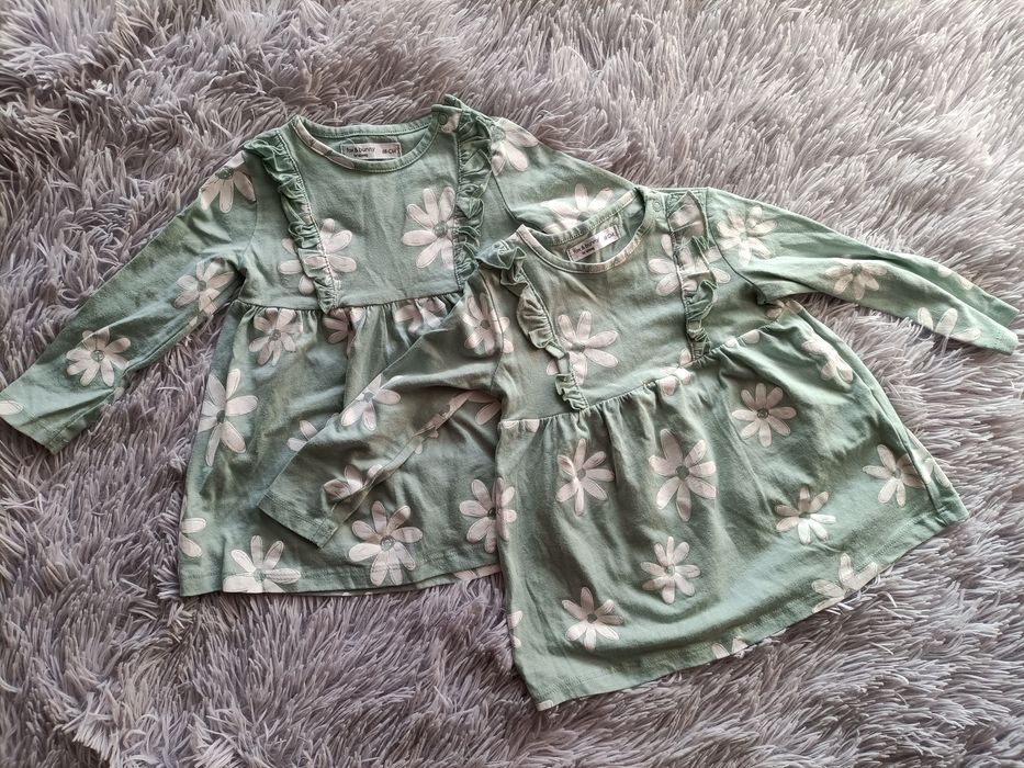 Sukienki niemowlęce w kwiatki, r. 68 - 2 sztuki