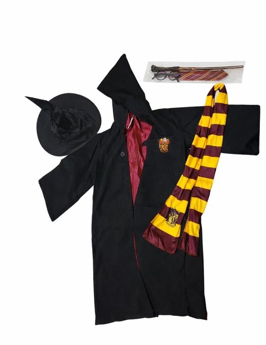 Kostium Harry Potter – strój czarodzieja 122 cm, szalik i akcesoria