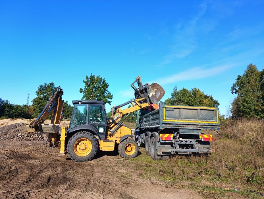 Usługi koparko-ładowarką, minikoparka, piach, ziemia