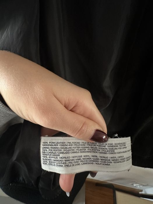 Skórzana kurtka bomberka Mango