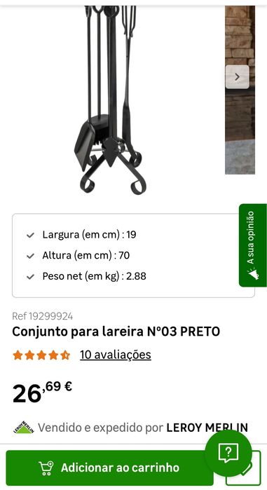 Cestos para lenha + Utensílios para lareira