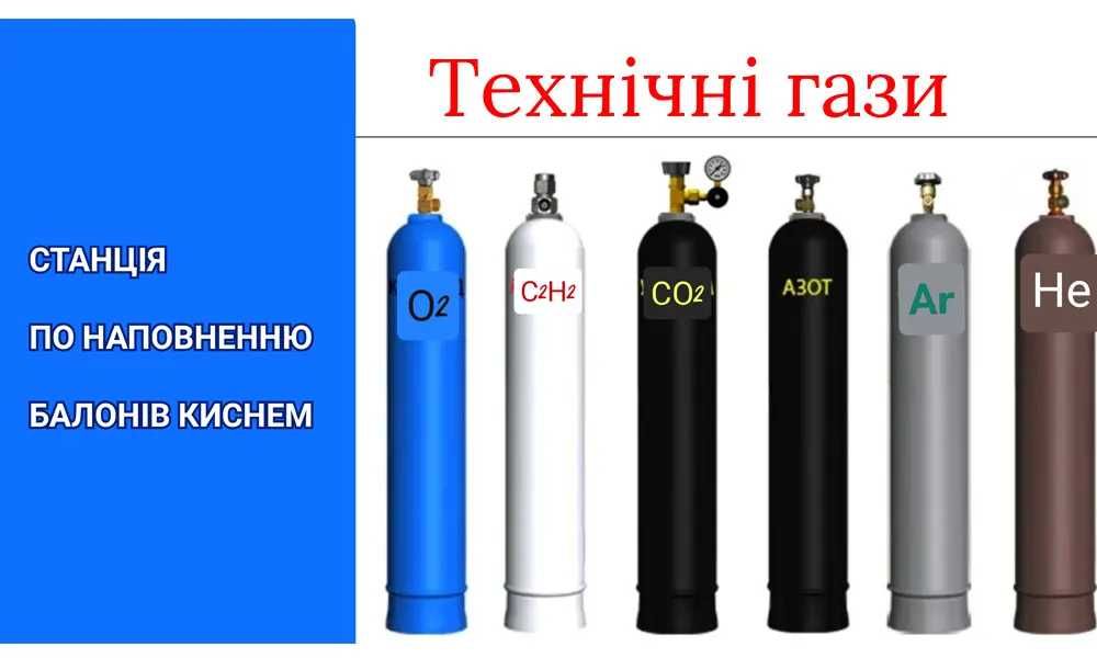 Продаж,Заправка,Доставка Промислових Газів (Аргон,Кисень,Вугликислота)