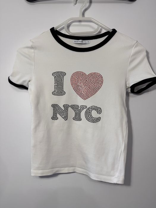 футболка укорочена, кроп топ I love NYC