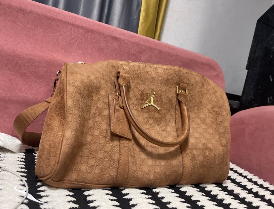 Дорожня сумка Air Jordan Monogram Duffle Bag коричнева замша ОРИГІНАЛ