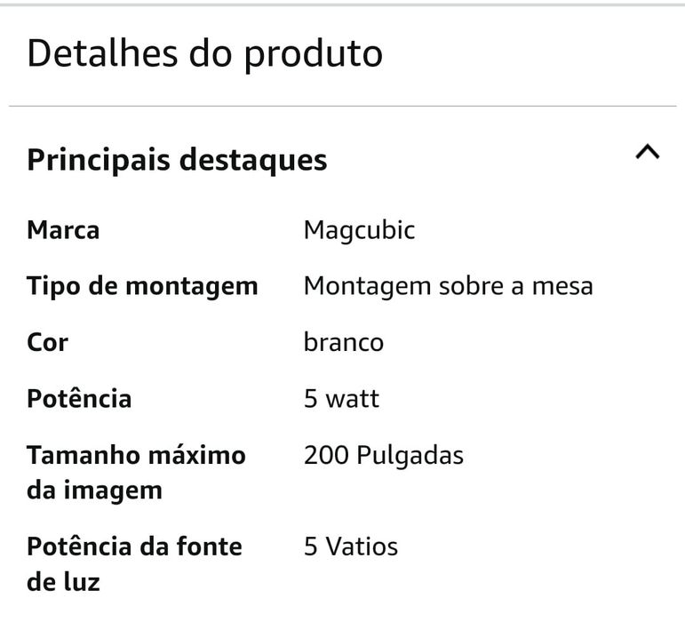 Mini projector 4k compatível com Android