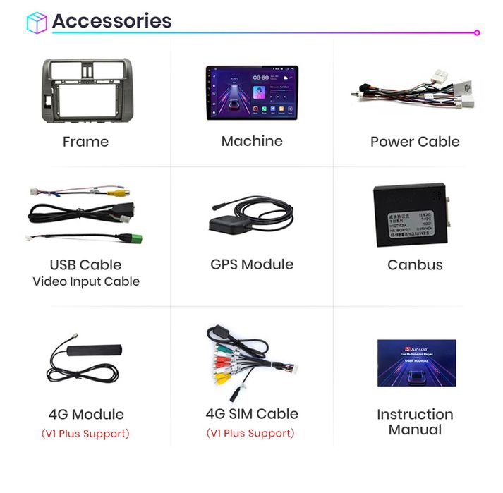 Rádio android Toyota Land Cruiser Prado 150 Carplay GPS wifi 2/32GB