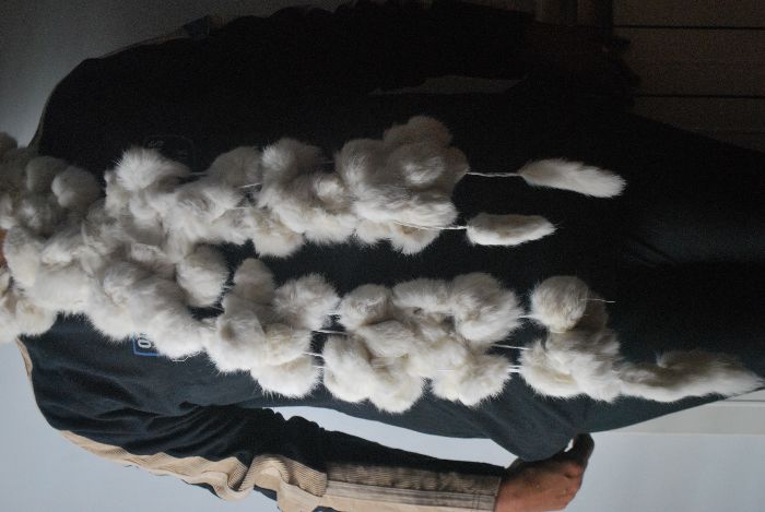 Estola em Pelo e Pele Verdadeira de Coelho Branco