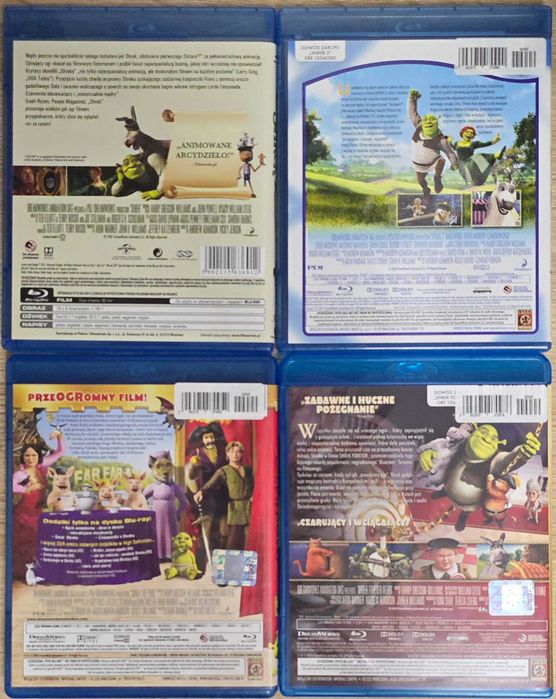 Bluray "Shrek" (1-4), wydania PL, stan BDB