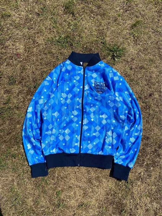 Bluza piłkarska score Draw retro Anglia england 90/92 zip blue