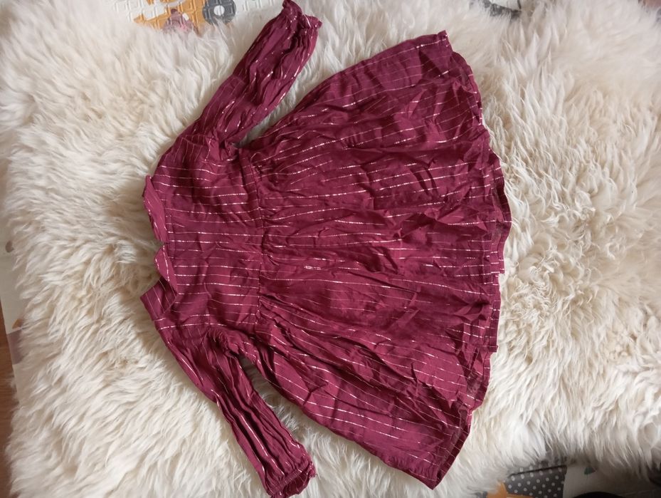 Bordowa sukienka ze złotą nitką Konges Slojd 74