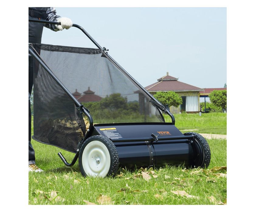 Duży ZBIERACZ LIŚCI Gałęzi Trawy 198L Ręczna Zamiatarka Bębnowa 66CM