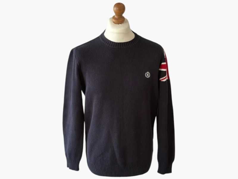 Sweter Henri Lloyd M Klasyczny Bawełna 100% Gruba Nić Haftowane Logo Casual