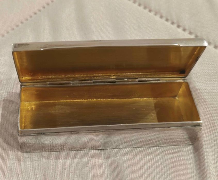 Caixa Prata Águia Guilhochada Para palitos