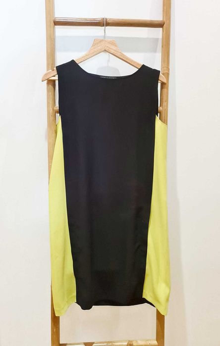 Vestido Tintoretto Preto e Lima - Tamanho 38