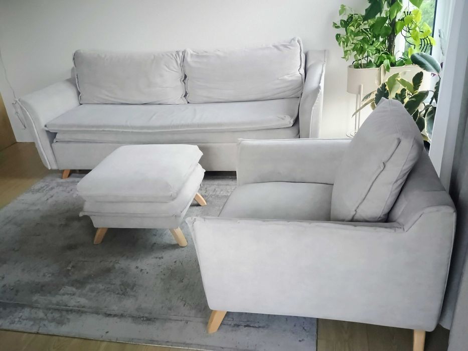 Komplet wypoczynkowy Sofa + Fotel + Puf, Easy Clean, Miuform
