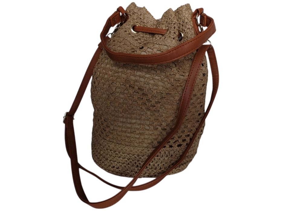 Brązowa Torebka Damska Listonoszka Na Ramię, Worek Damski Wiklina