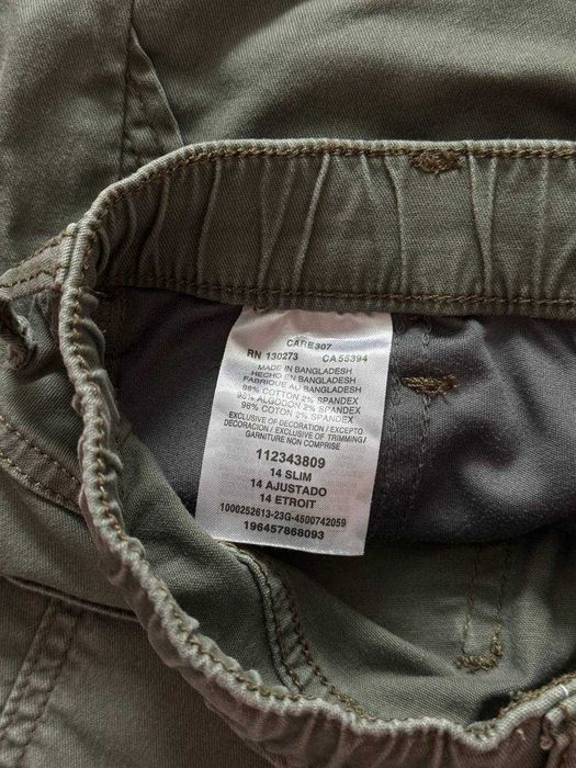 Карго штани wrangler 14 slim для хлопчика, хакі, хороший стан