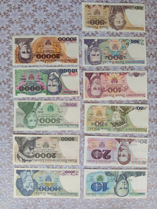 zestaw oryginalnych banknotów PRL
