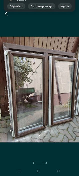 Okno PCV brazowo biale wymiary 145x135