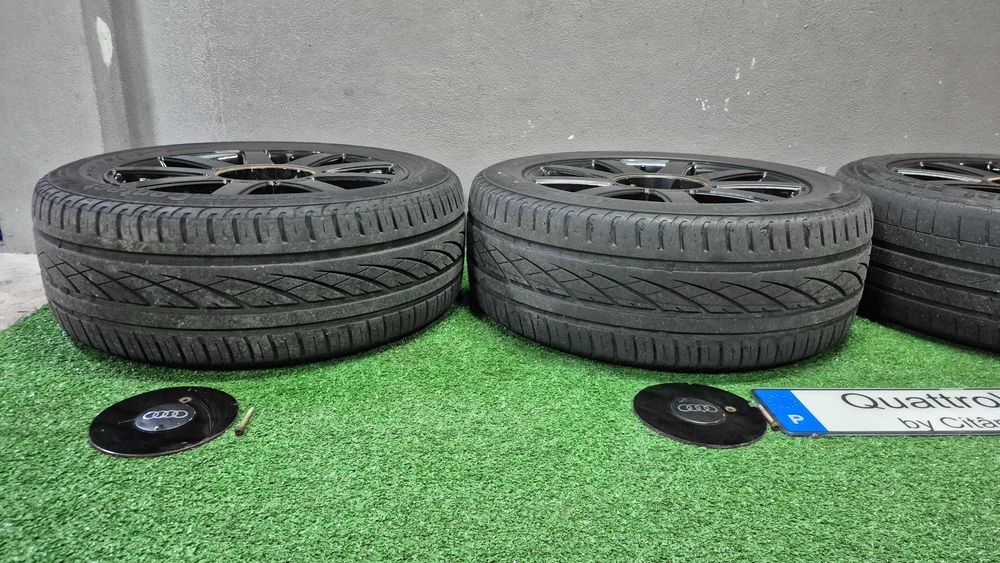 4 Jantes 16 Polegadas Dupla Furacao 5x100 e 5x112 Sline Preto Brilho com Pneus 205/55R16