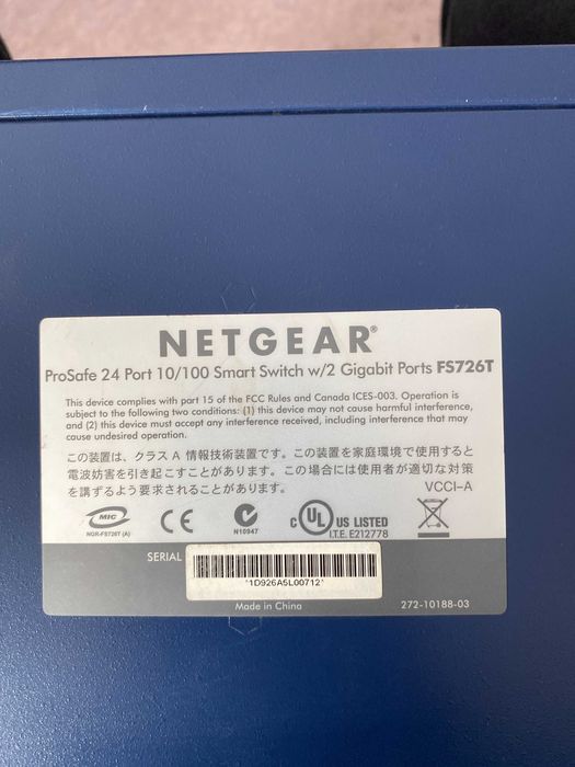 NETGEAR ProSafe 24port 10/100 Smart switch with 2 gigabit port