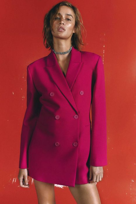 ZARA Luksusowa SUKIENKA MARYNARKA limitowana L fuksja