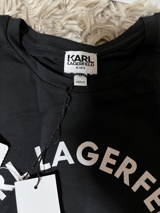 Karl Lagerfeld t-shirt koszulka czarna napisem r XS przyjemny materiał