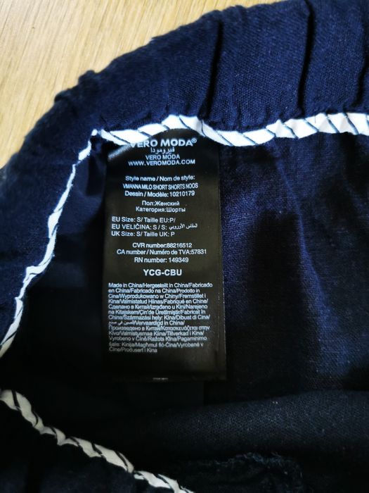 Vero moda spodenki damskie krótkie szorty lniane linen granatowe rozmiar S 36
