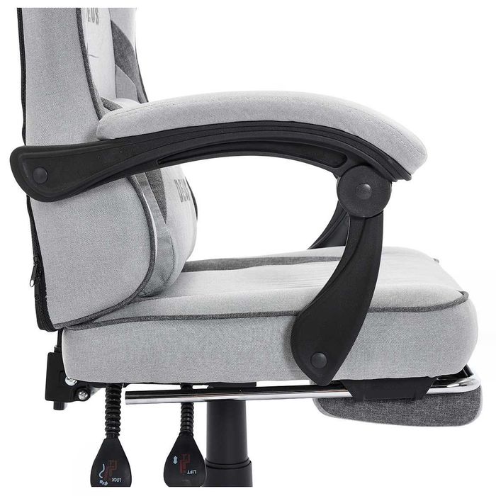 Fotel gamingowy DEUS EDGE Szary – styl, ergonomia i wysuwany podnóżek