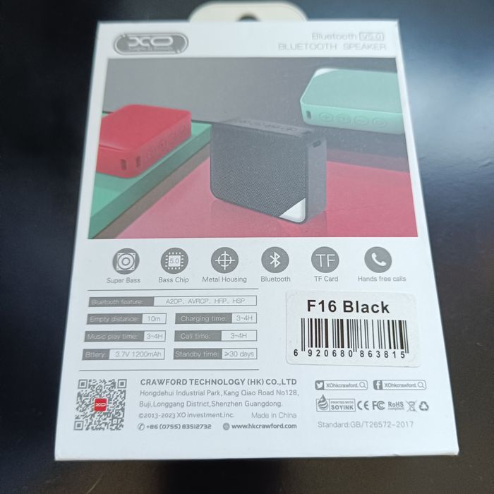 Coluna F16 Bluetooth IPX7 Preto XO Nova na caixa